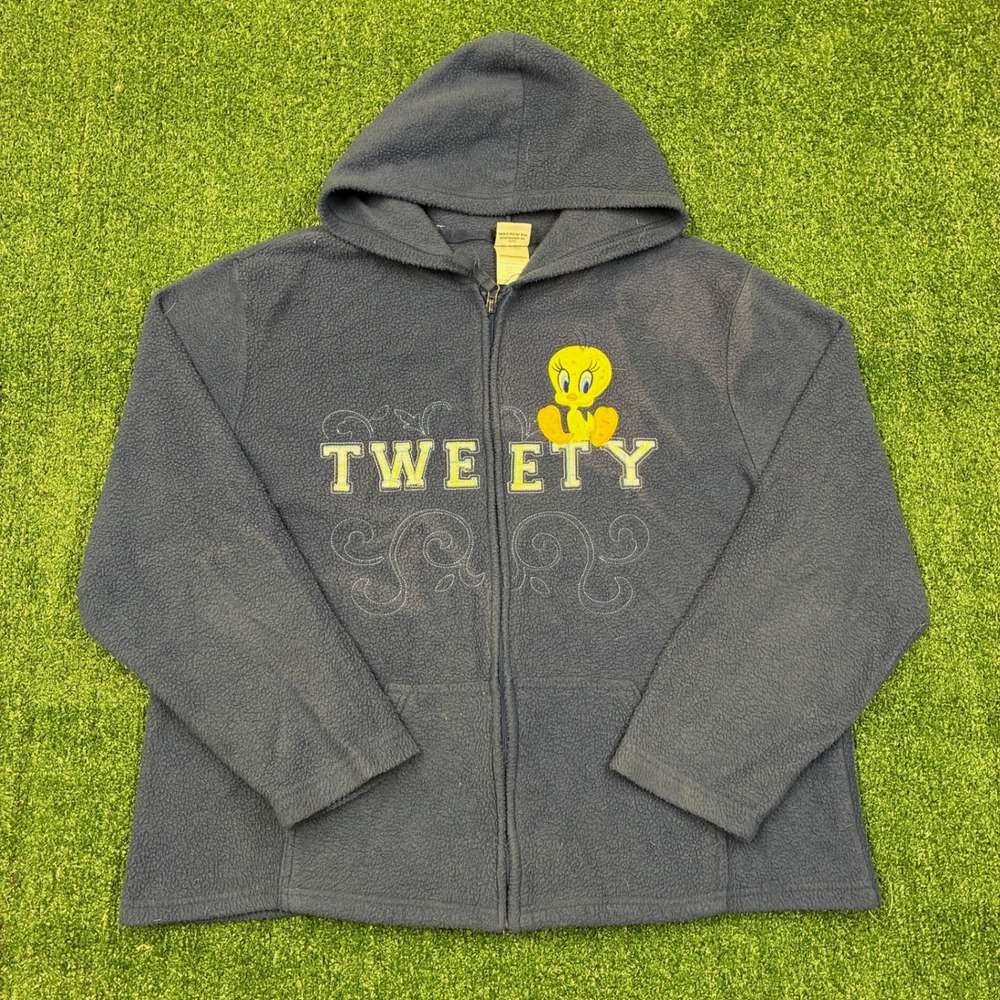 Vintage Looney Tunes Tweety Bird Fleece Hoodie Zip Up